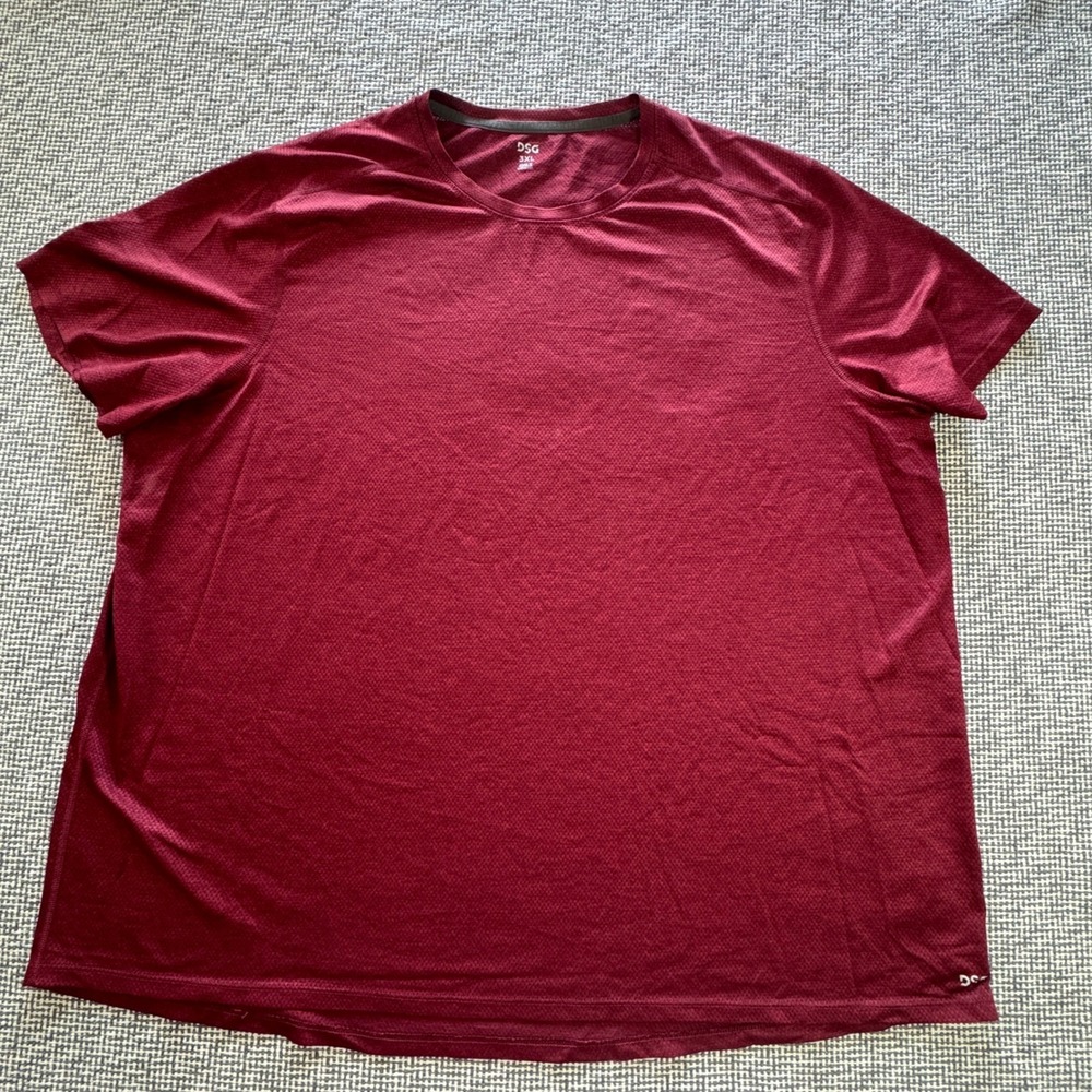 DSG Mens 3XL Burgundy Short Sleeve Performance Training T-Shirt Activewear